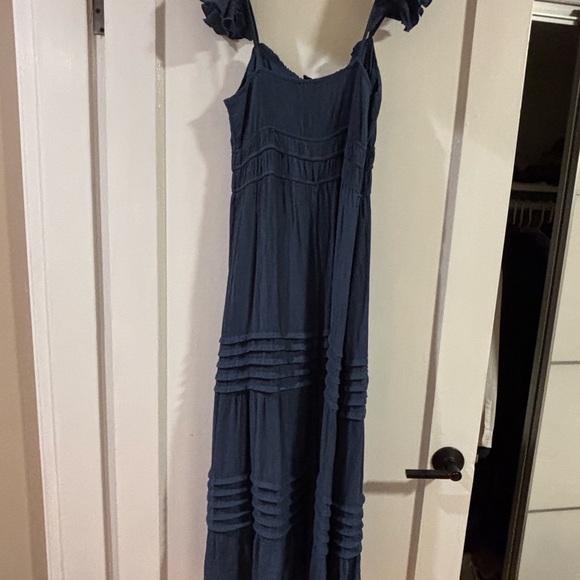 Chic Blue Ruffled Maxi Dress - Picture 3 of 4